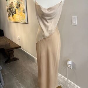 Meshki Cream Sleeveless Cowl Neck Slip Dress